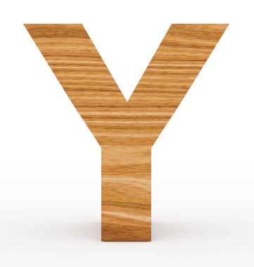 Y harfi 3d ahşap beyaz izole