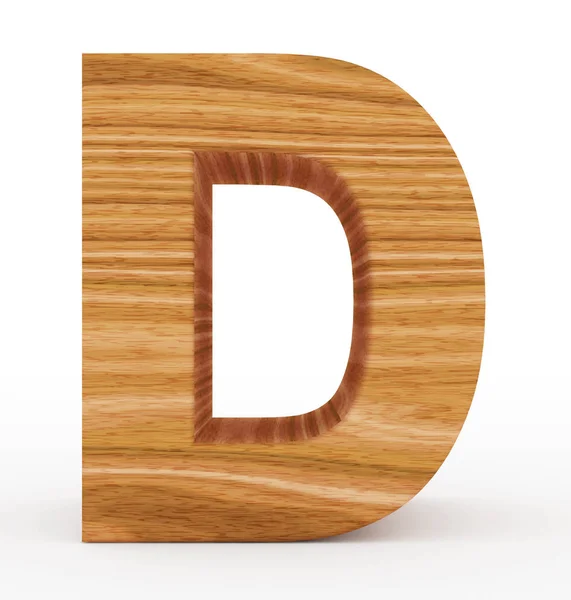 Letra D 3d de madera aislada en blanco — Foto de Stock