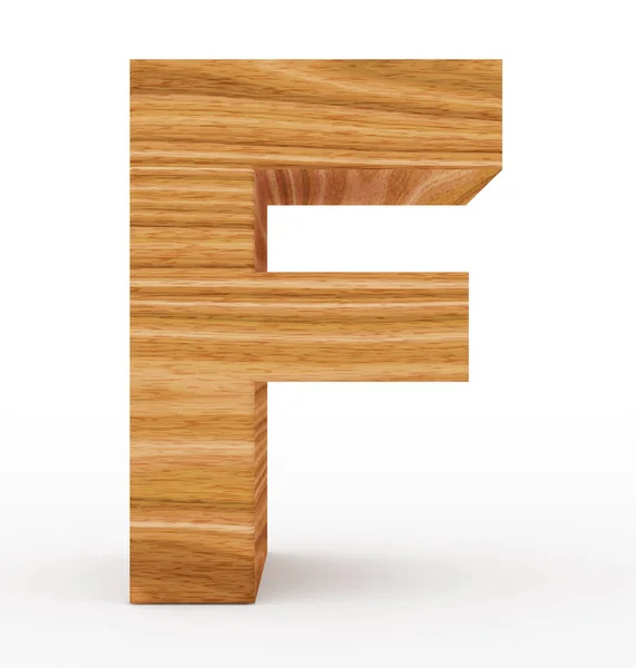 Buchstabe f 3d Holz isoliert auf weiß — Stockfoto