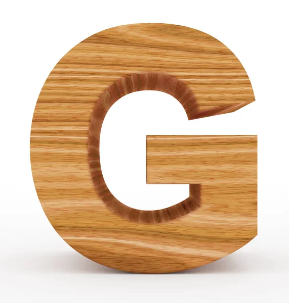 Litera G 3d drewniane na białym tle — Zdjęcie stockowe