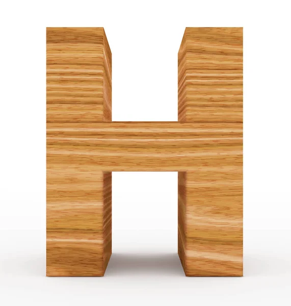 Letter H 3d houten geïsoleerd op wit — Stockfoto