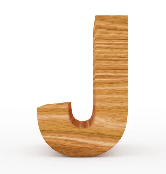 Písmeno J 3d dřevěné izolované na bílém — Stock fotografie