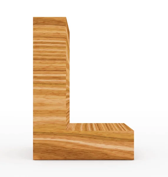 Γράμμα L 3d ξύλινα απομονωθεί σε λευκό — Φωτογραφία Αρχείου