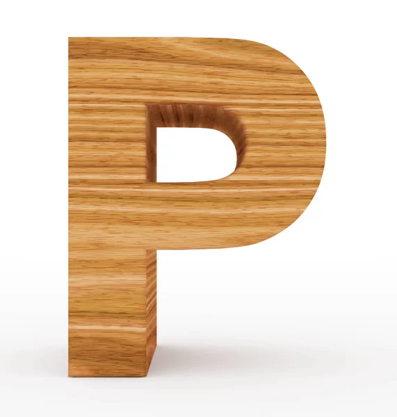 Γράμμα P 3d ξύλινα απομονωθεί σε λευκό — Φωτογραφία Αρχείου