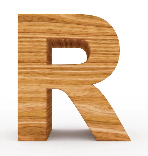 R betű 3d fa elszigetelt fehér — Stock Fotó