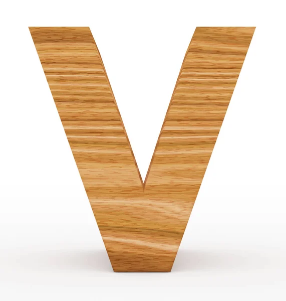 Lettera V 3d in legno isolato su bianco — Foto Stock