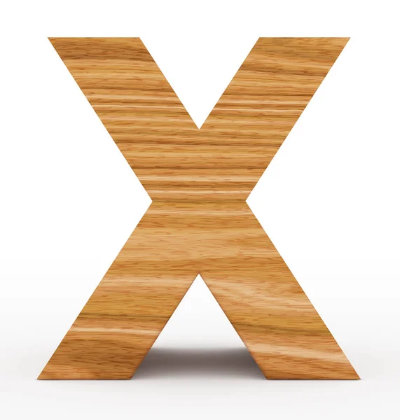 Ξύλινο γράμμα X 3d απομονωθεί σε λευκό — Φωτογραφία Αρχείου