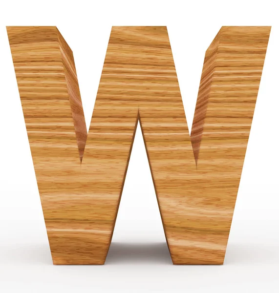 Letter W 3d wooden isolated on white — Stock Photo, Image