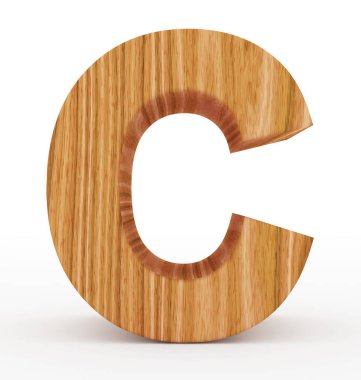 C harfi 3d ahşap beyaz izole