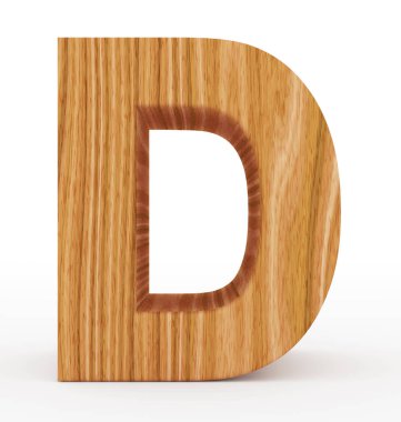 D harfi 3d ahşap beyaz izole