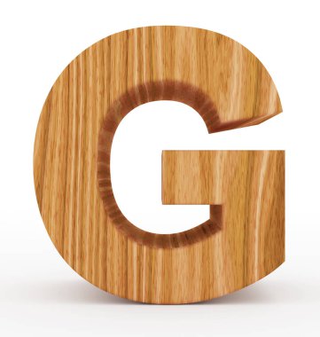 G harfi 3d ahşap beyaz izole