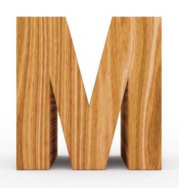 A harfi 3d ahşap beyaz izole