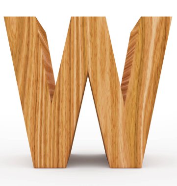 harf W 3d ahşap beyaz izole