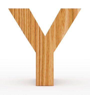 Y harfi 3d ahşap beyaz izole