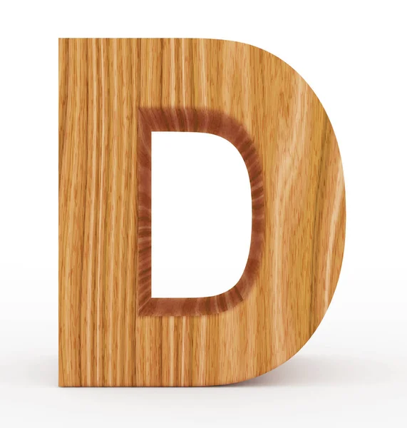 Letra D 3d de madera aislada en blanco — Foto de Stock