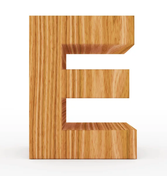 Letra E 3d de madera aislada en blanco — Foto de Stock