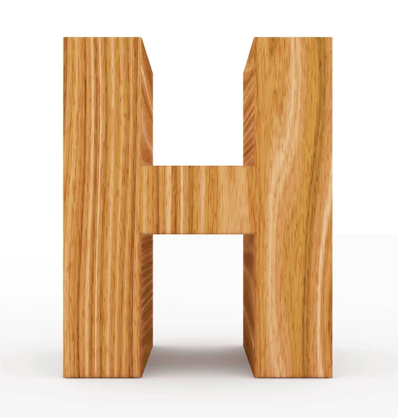 Γράμμα H 3d ξύλινα απομονωθεί σε λευκό — Φωτογραφία Αρχείου