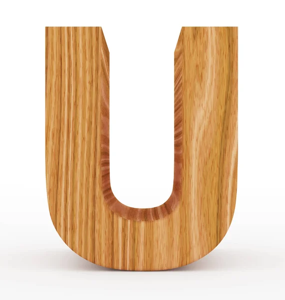 Lettre U 3d en bois isolé sur blanc — Photo