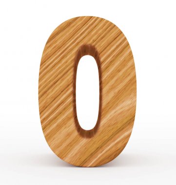 sayı 0 beyaz izole 3d ahşap