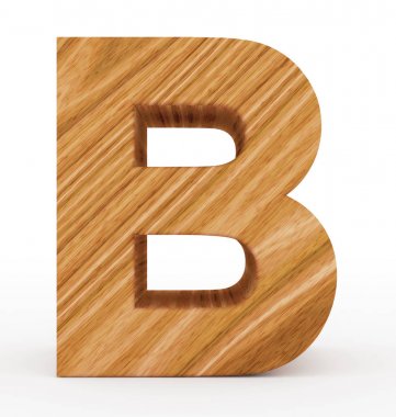 B harfi 3d ahşap beyaz izole