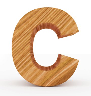 C harfi 3d ahşap beyaz izole