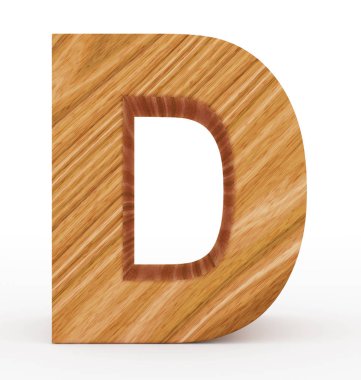 D harfi 3d ahşap beyaz izole