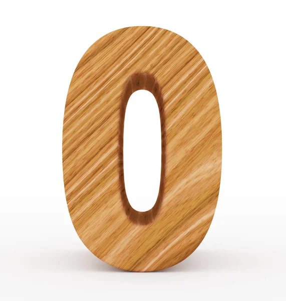 Номер 0 3d дерев'яна ізольована на білому — стокове фото