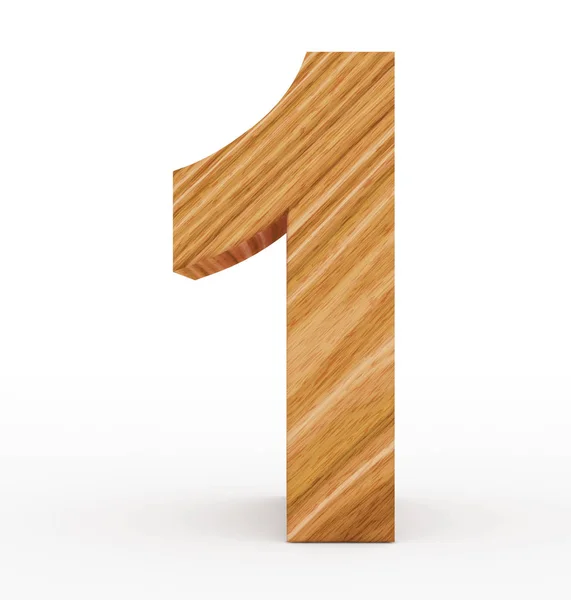 Número 1 3d de madera aislada en blanco —  Fotos de Stock