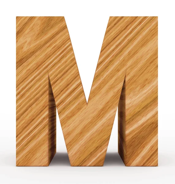 Letter M 3d houten geïsoleerd op wit — Stockfoto