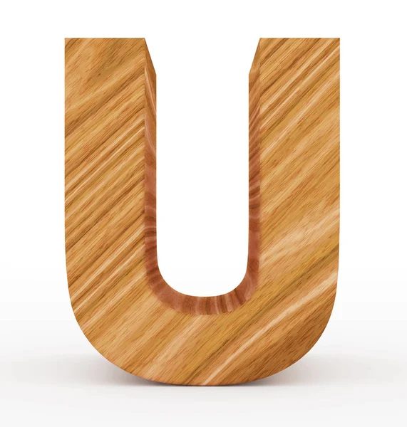 Lettre U 3d en bois isolé sur blanc — Photo
