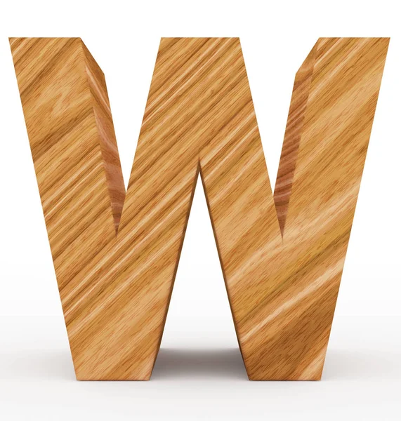 Letter W 3d houten geïsoleerd op wit — Stockfoto