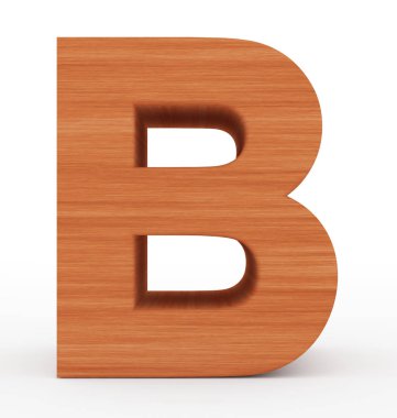 B harfi 3d ahşap beyaz izole