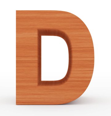 D harfi 3d ahşap beyaz izole
