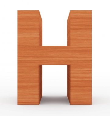 H harfi 3d ahşap beyaz izole