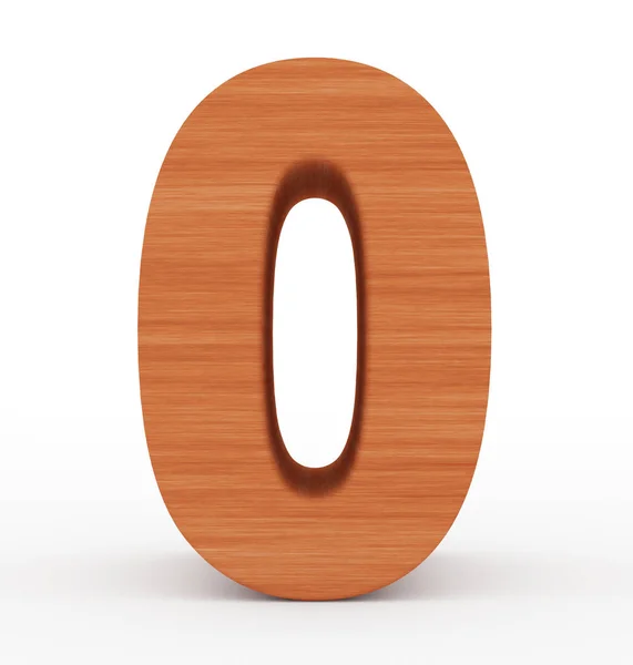 Номер 0 3d дерев'яна ізольована на білому — стокове фото