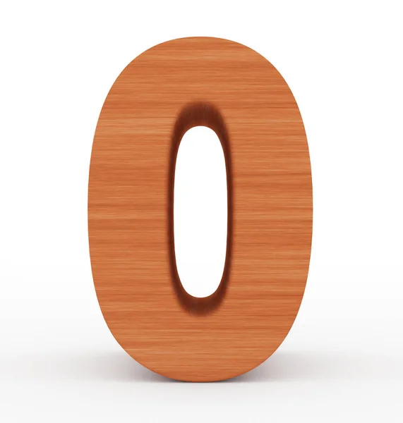 Numero 0 3d in legno isolato su bianco — Foto Stock