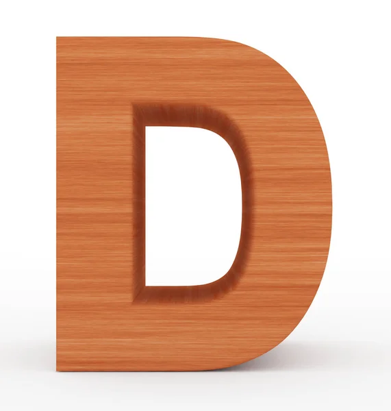 Letter D 3d houten geïsoleerd op wit — Stockfoto