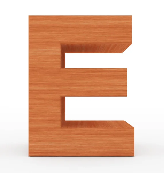 Bokstaven E 3d trä isolerad på vit — Stockfoto
