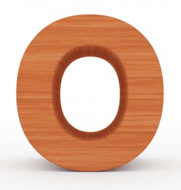 O harfi 3d ahşap beyaz izole