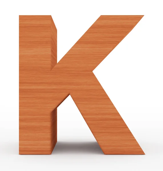Litera K 3d din lemn izolat pe alb — Fotografie, imagine de stoc