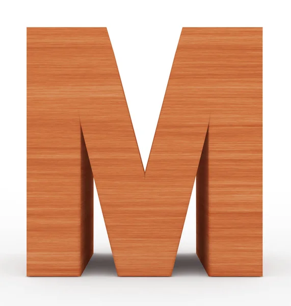 Letter M 3d wooden isolated on white — Stock Photo, Image