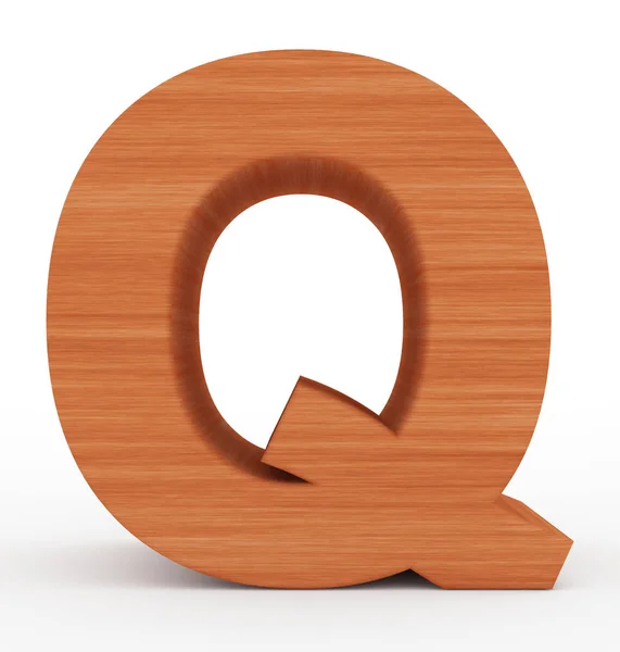 Letter Q 3d houten geïsoleerd op wit — Stockfoto