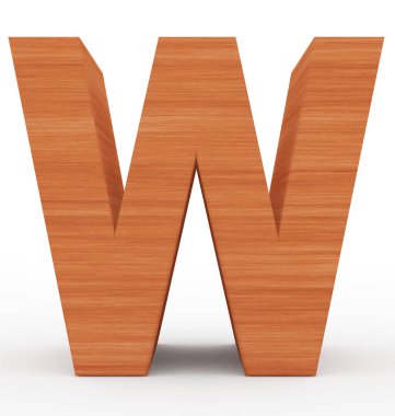 harf W 3d ahşap beyaz izole