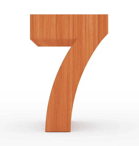 Número 7 3d de madera aislada en blanco — Foto de Stock