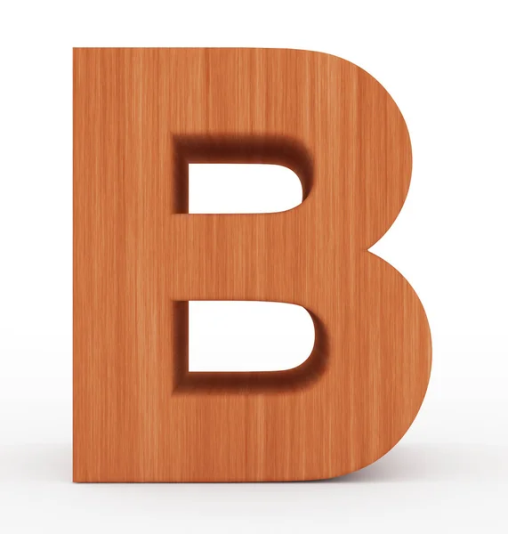 Letter B 3d houten geïsoleerd op wit — Stockfoto