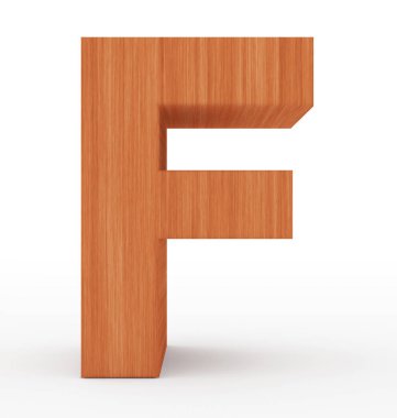 F harfi 3d ahşap beyaz izole