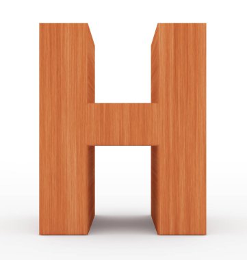 H harfi 3d ahşap beyaz izole