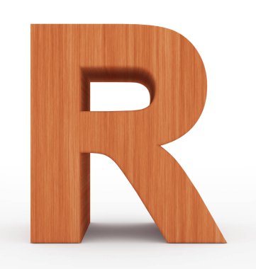 R harfi 3d ahşap beyaz izole