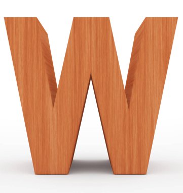 harf W 3d ahşap beyaz izole