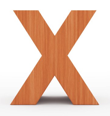 mektup X 3d ahşap beyaz izole